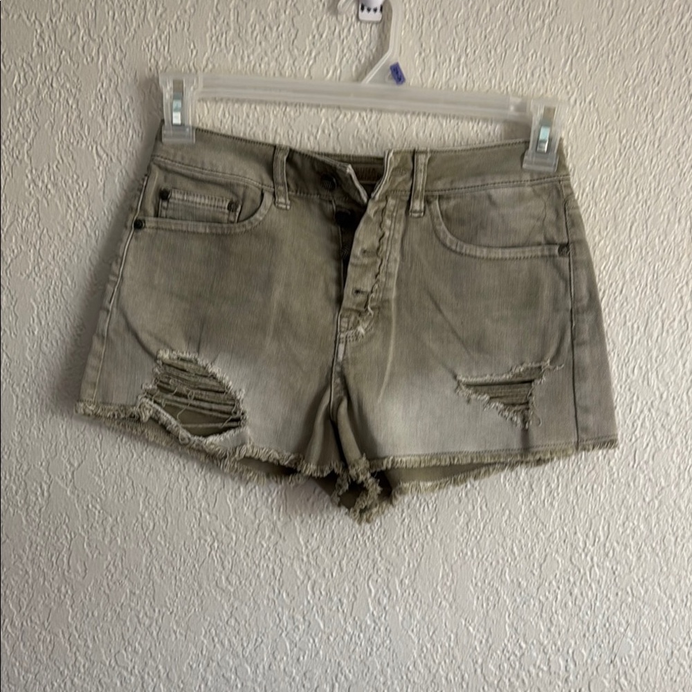 Distressed Gray Denim Shorts